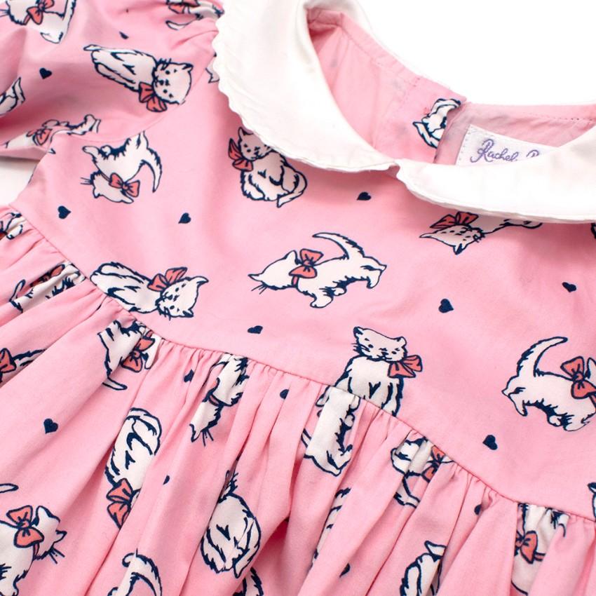 Rachel Riley Pink Cat Pattern Dress and Shorts Two Piece