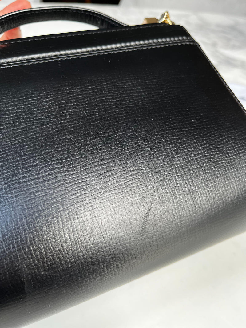 Black leather mini Pandora box bag