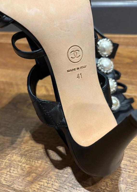 Chanel Faux Pearl Embellished Sandals