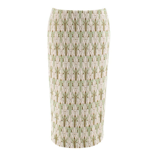 Prada green jacquard floral midi skirt