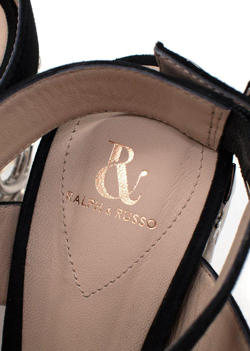 Ralph & Russo Black Suede Eden Plexi Sandals