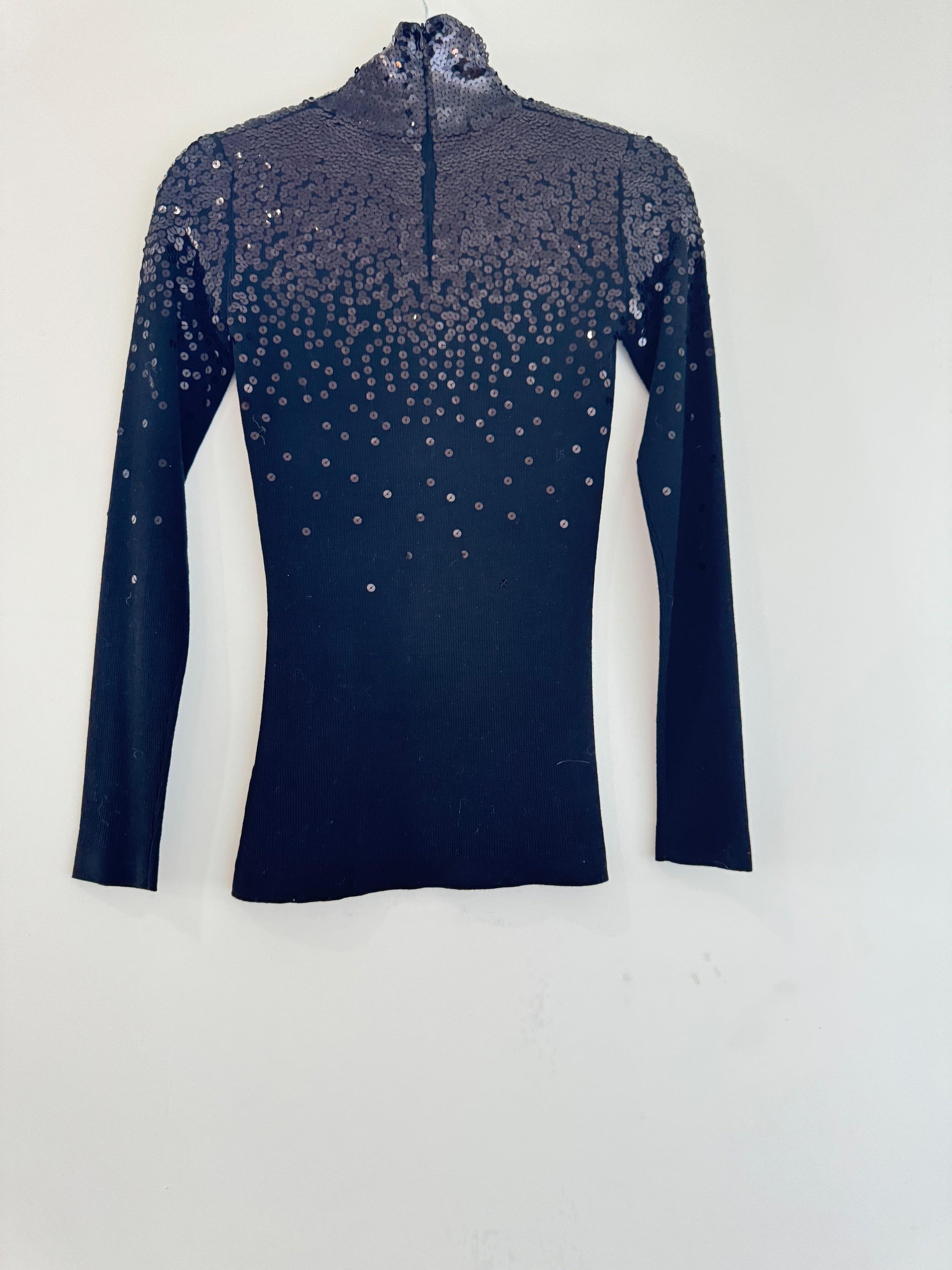 Valentino Garvani Black Sequin Embellished Turtleneck Jumper