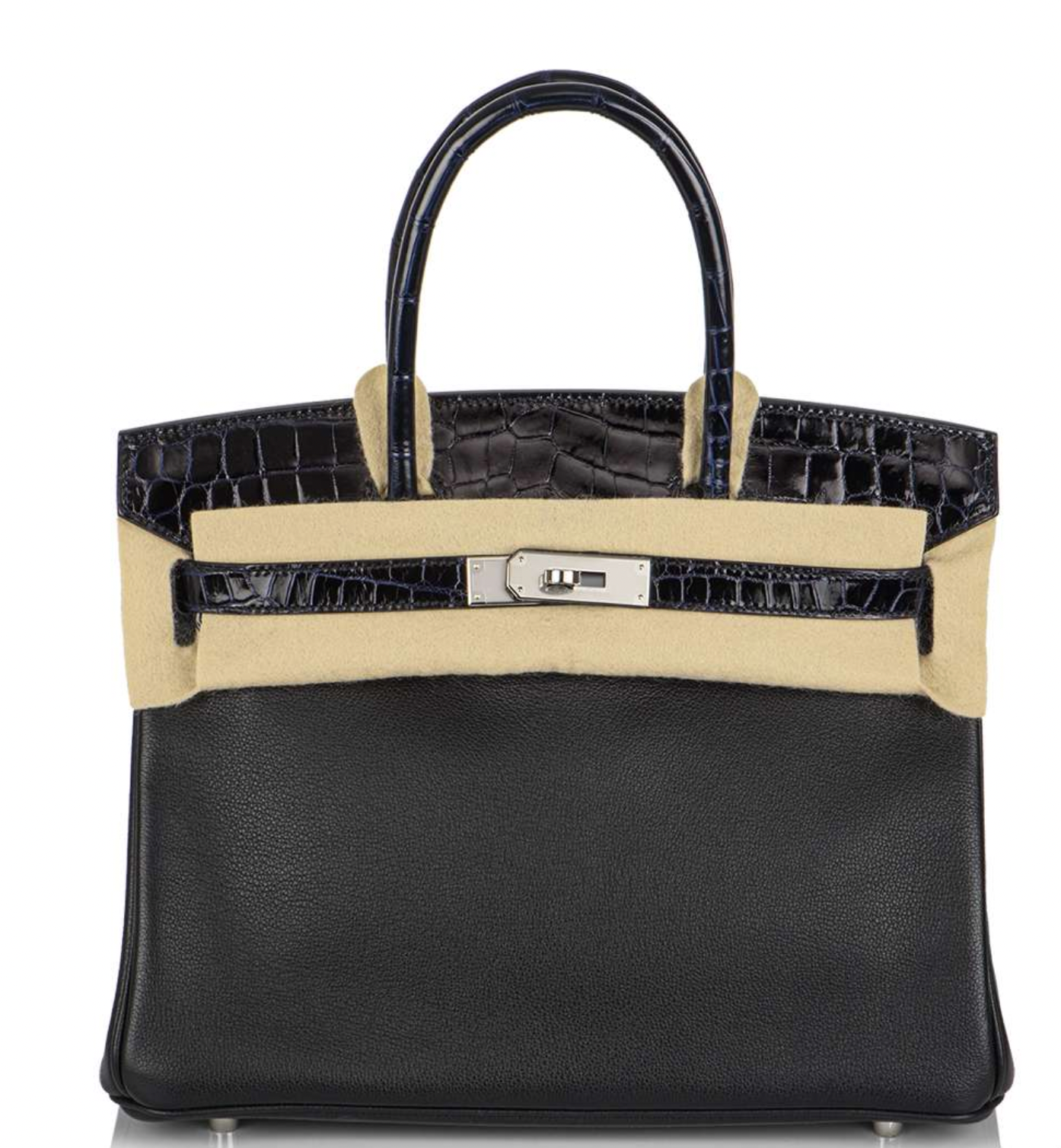 Bleu Marine & Noir Lisse Birkin Touch 30 PHW