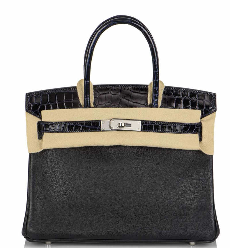 Bleu Marine & Noir Lisse Birkin Touch 30 PHW