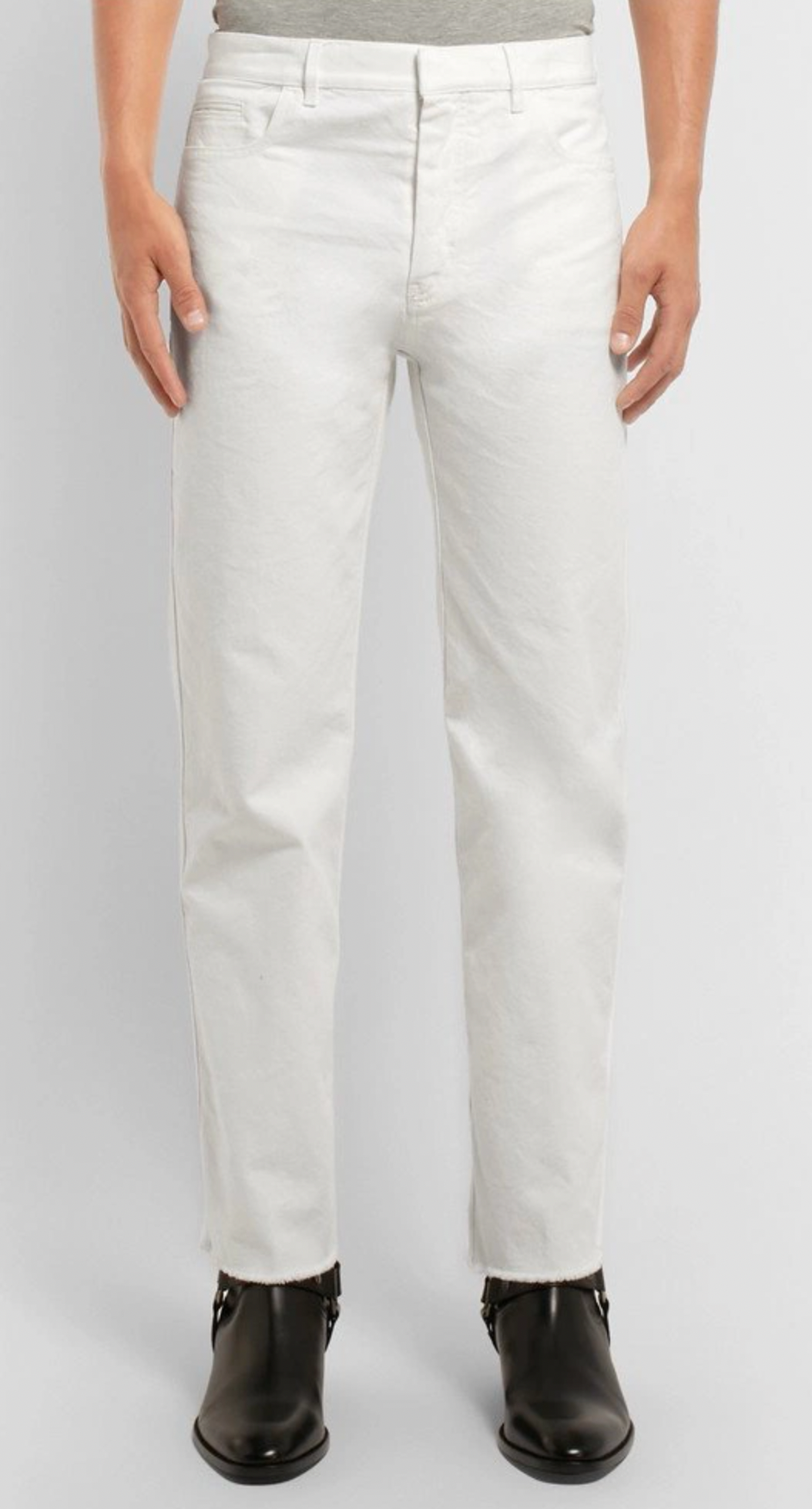 Haider Ackermann White Slim-Fit Distressed Denim Jeans