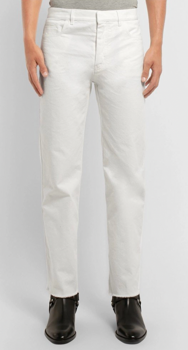 Haider Ackermann White Slim-Fit Distressed Denim Jeans