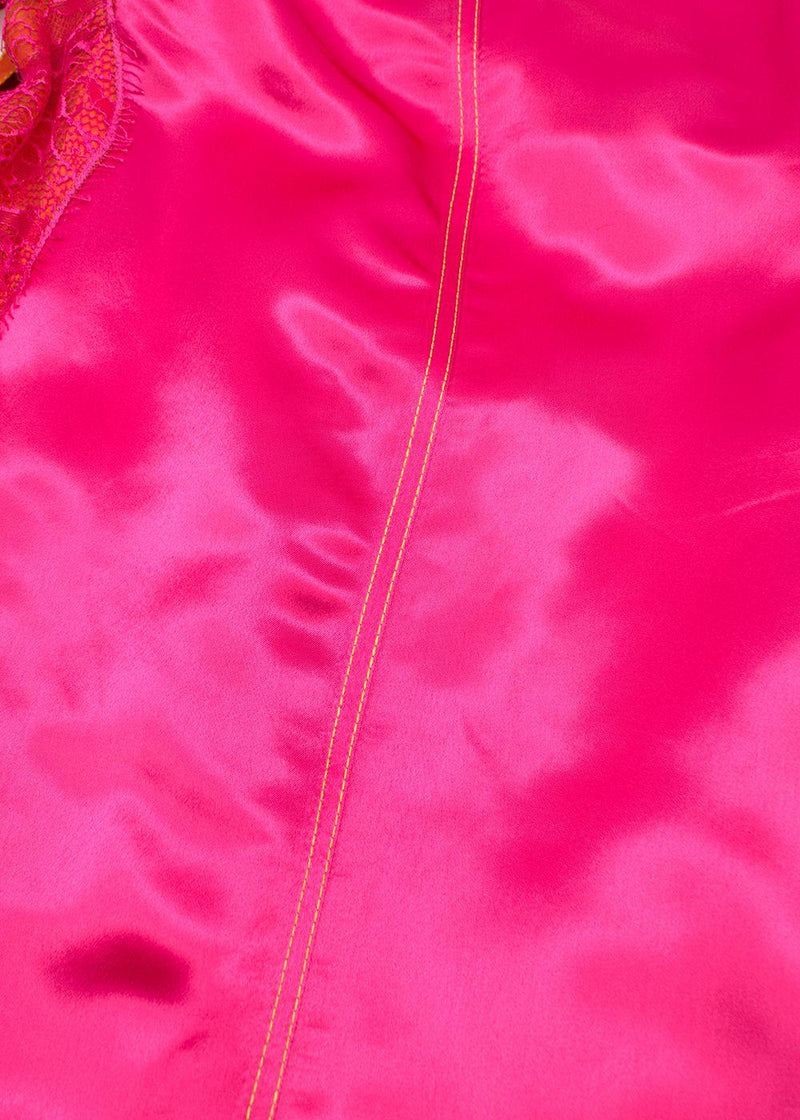 Sies Marjan Lace & Buckle Detail Pink & Orange Satin Midi dress