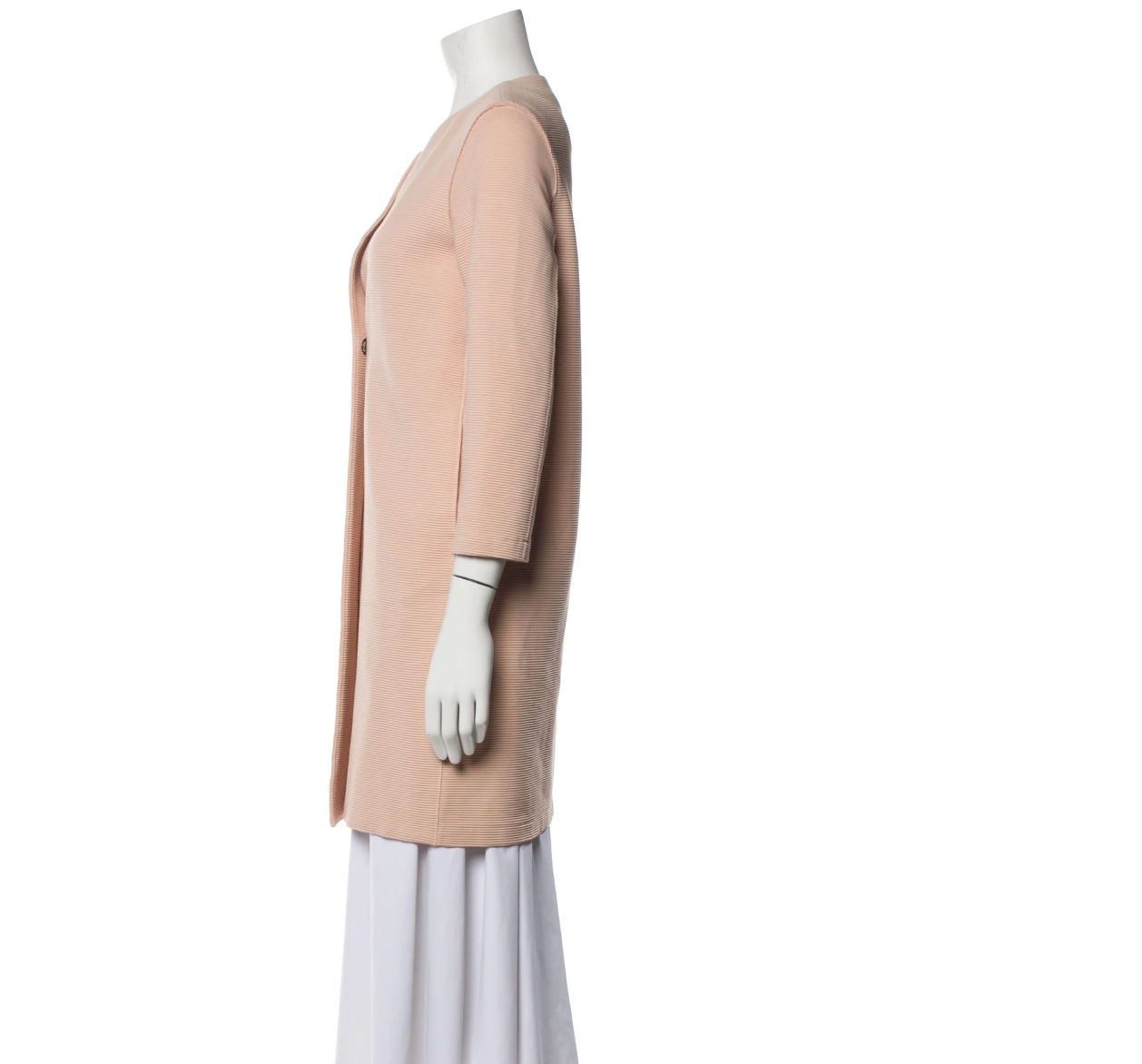 Pink Cotton Collarless Coat
