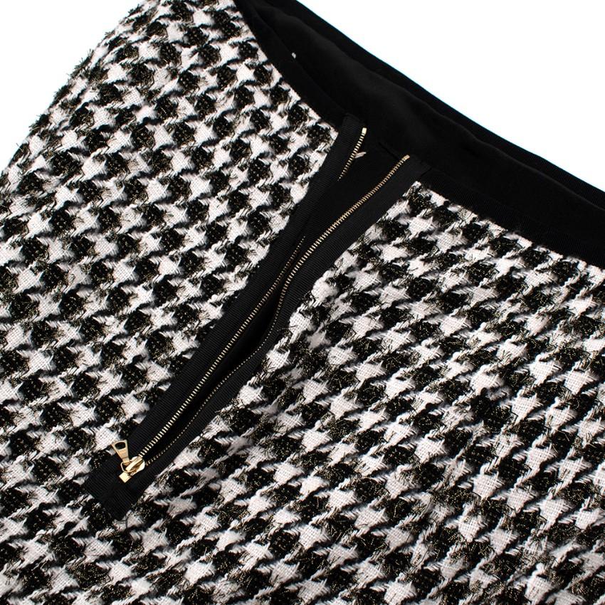 Erdem Safia metallic houndstooth cotton-blend tweed pencil skirt