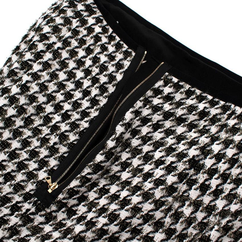 Erdem Safia metallic houndstooth cotton-blend tweed pencil skirt