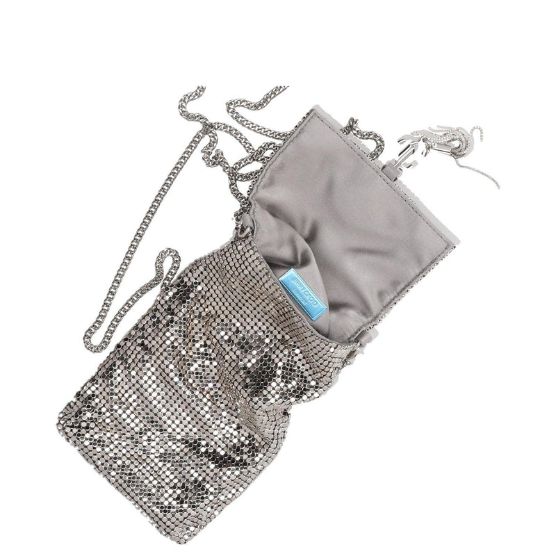 Jimmy Choo Metallic-Effect Mesh Soft Phone Holder 10x17 cms