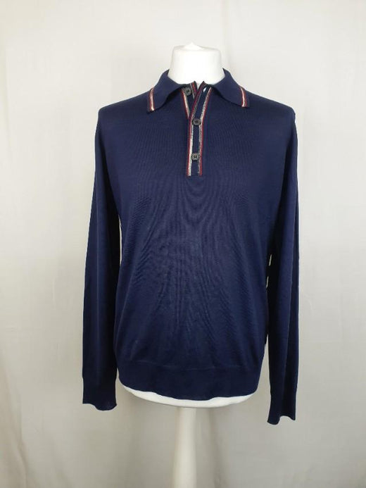 Missoni Mens Blue Long Sleeve Knit Top