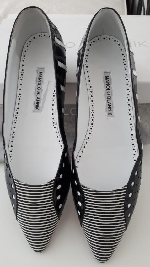 Manolo Blahnik Black & White Stripes Sinisa Flats