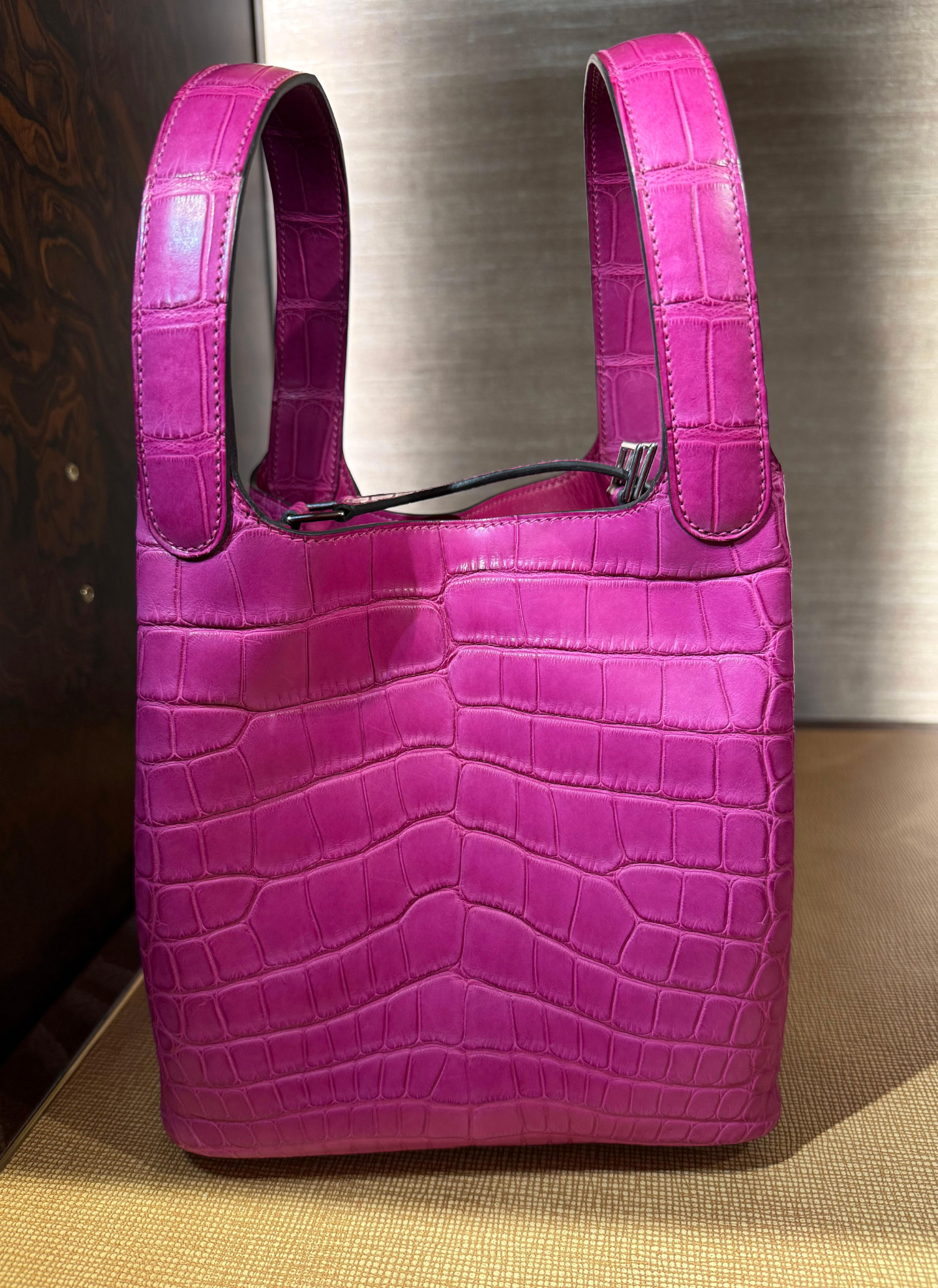 Hermes Rose Scheherazade Matte Alligator Mississippiensis Picotin 18