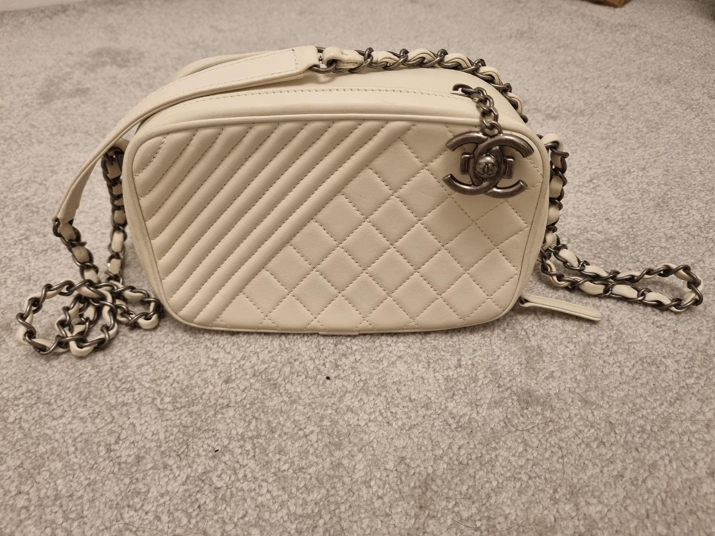 Chanel White Coco Boy Camera Bag