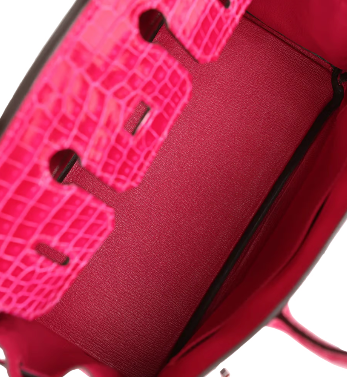 Hermes Birkin 25 Crocodile Porosus Lisse Rose Mexico Palladium Hardware