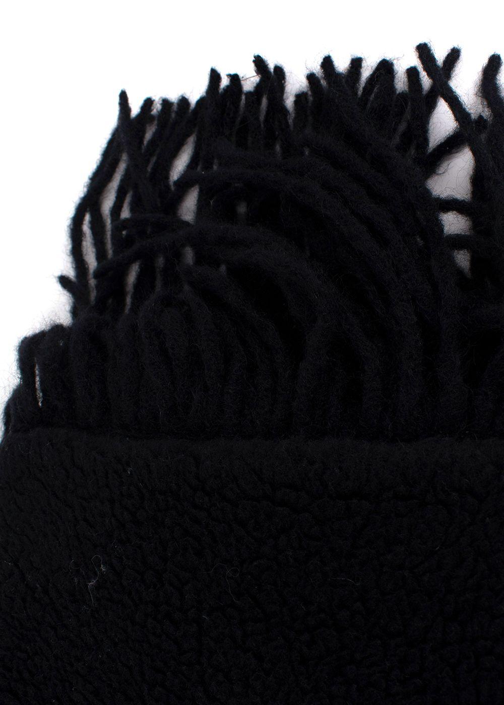 MaxMara Black Fleeced Scarf with Leather Strap