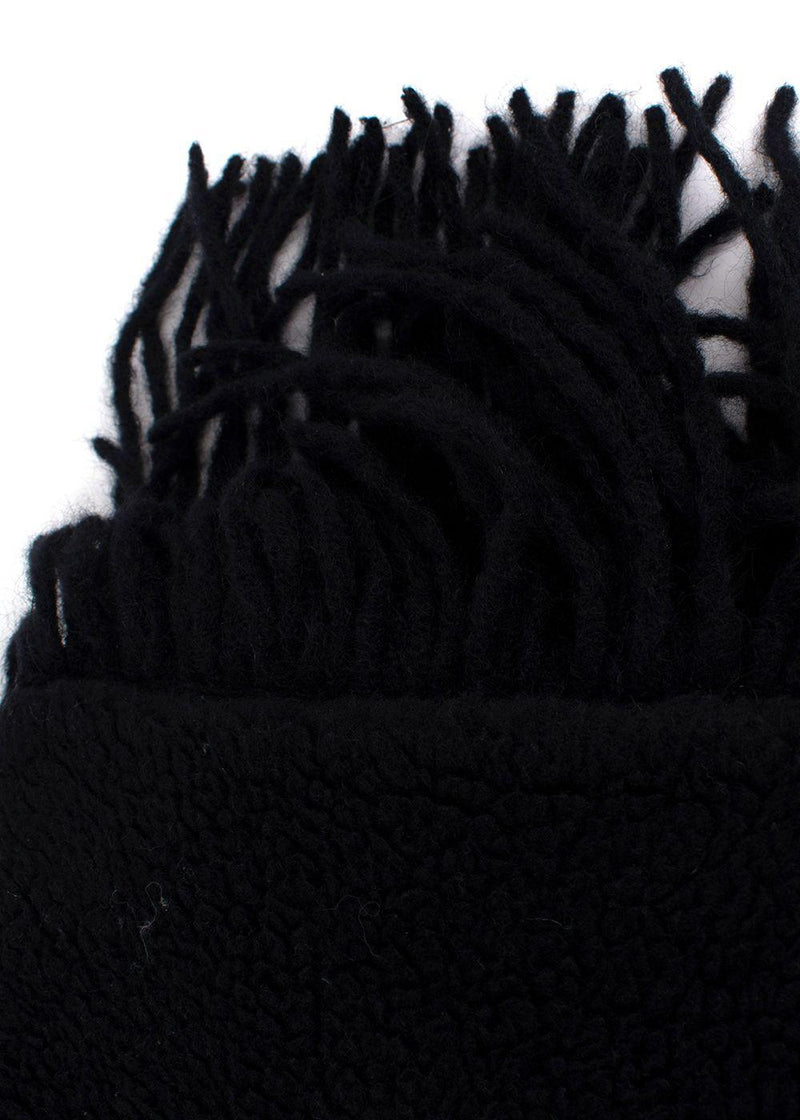 MaxMara Black Fleeced Scarf with Leather Strap