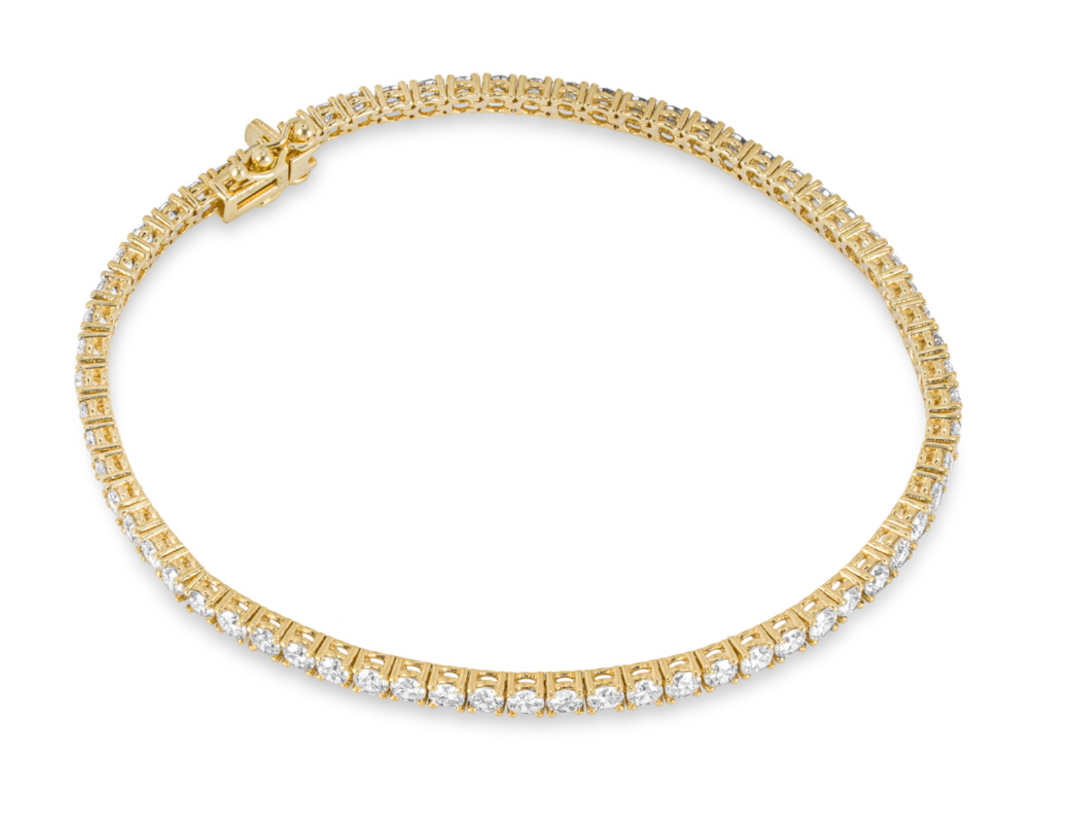 4.27ct Round Brilliant Diamond Yellow Gold Tennis Bracelet