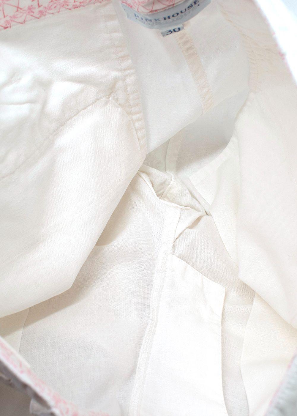 Pink House Mustique White Linen-blend Trousers