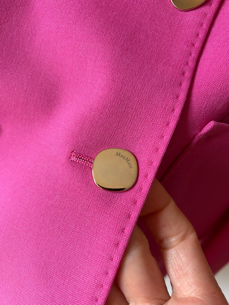 MaxMara Pink Double Breasted Mohair Blend Wool Blazer