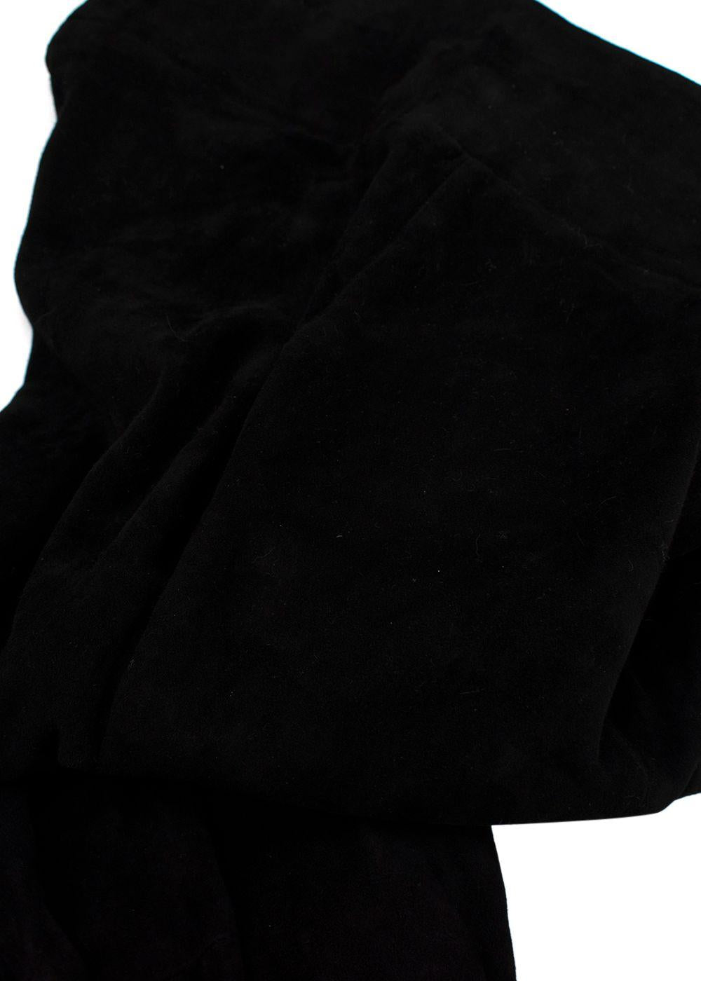 Sprwmn Black Suede Flared Ankle Crop Leggings