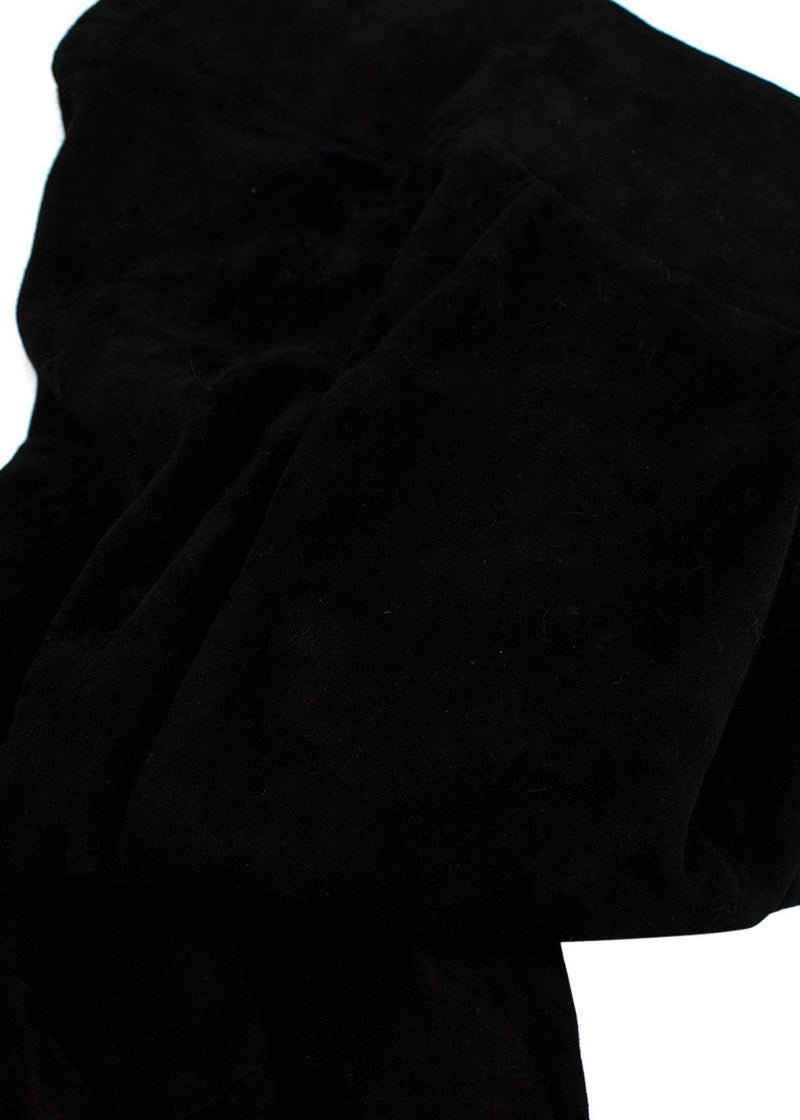 Sprwmn Black Suede Flared Ankle Crop Leggings