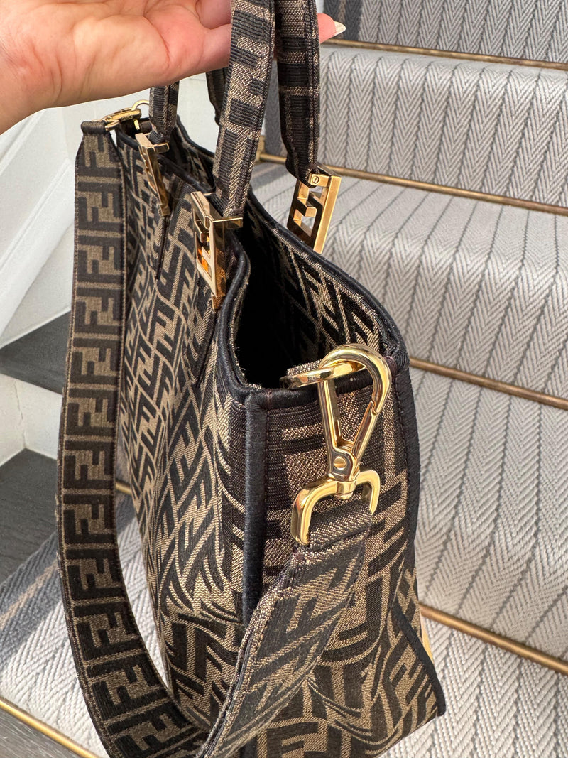 Fendi Exotic Flower Coated Canvas Shoulder Tote