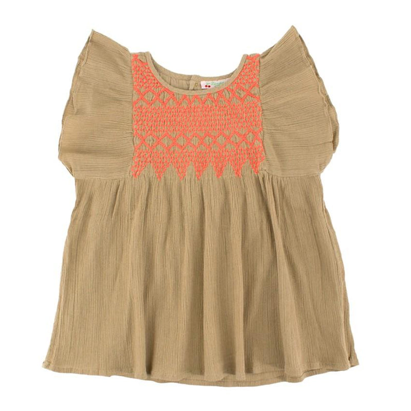 Bonpoint Girls 4Y Light Brown Crepon Blouse