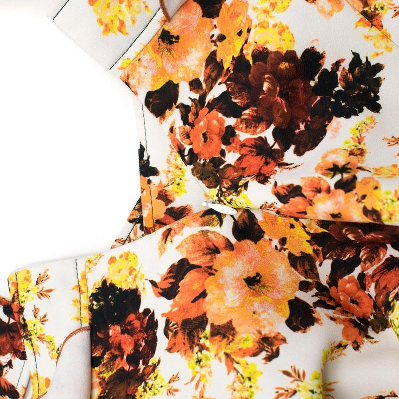 Ellery Orange Floral Print Ruffled Midi Skirt