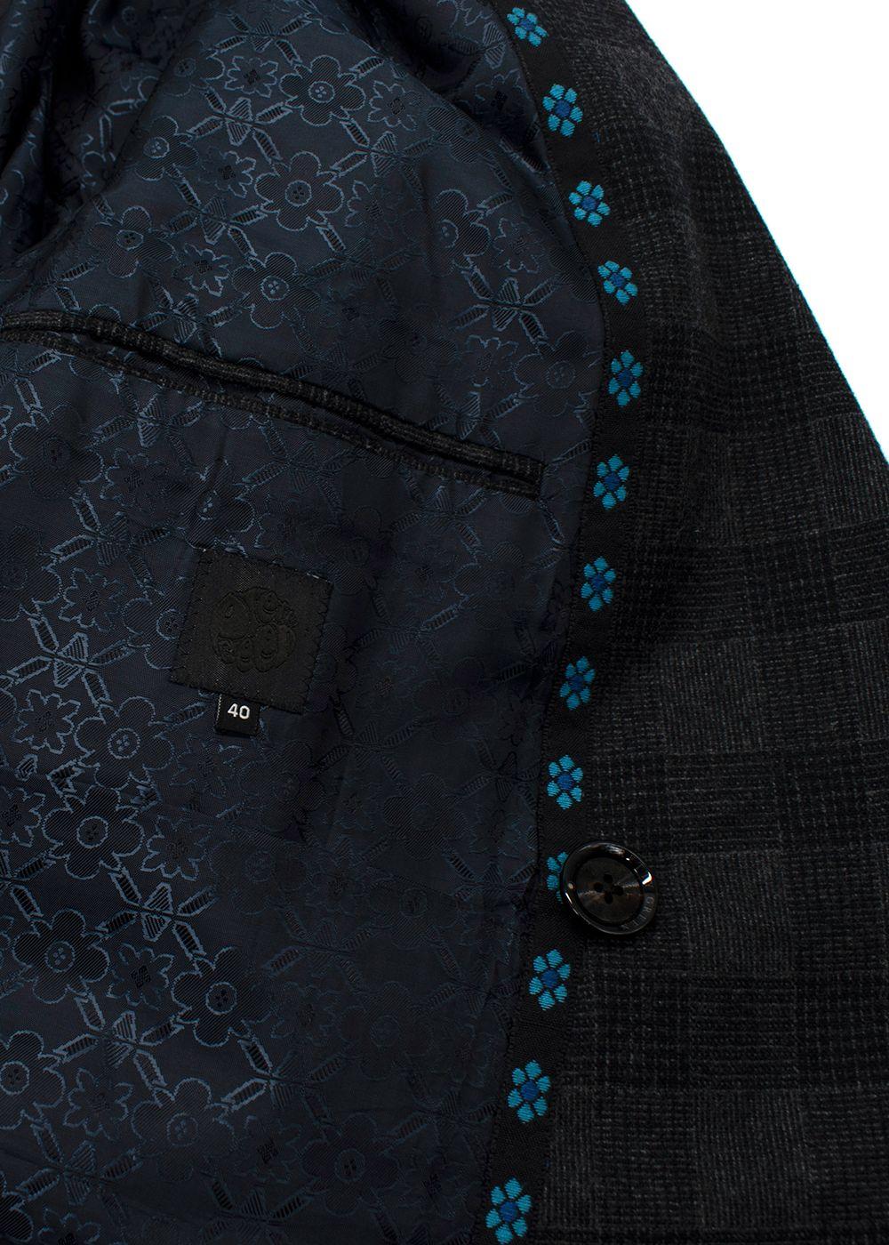 Pretty Green Charcoal Double Breasted Checked Blazer