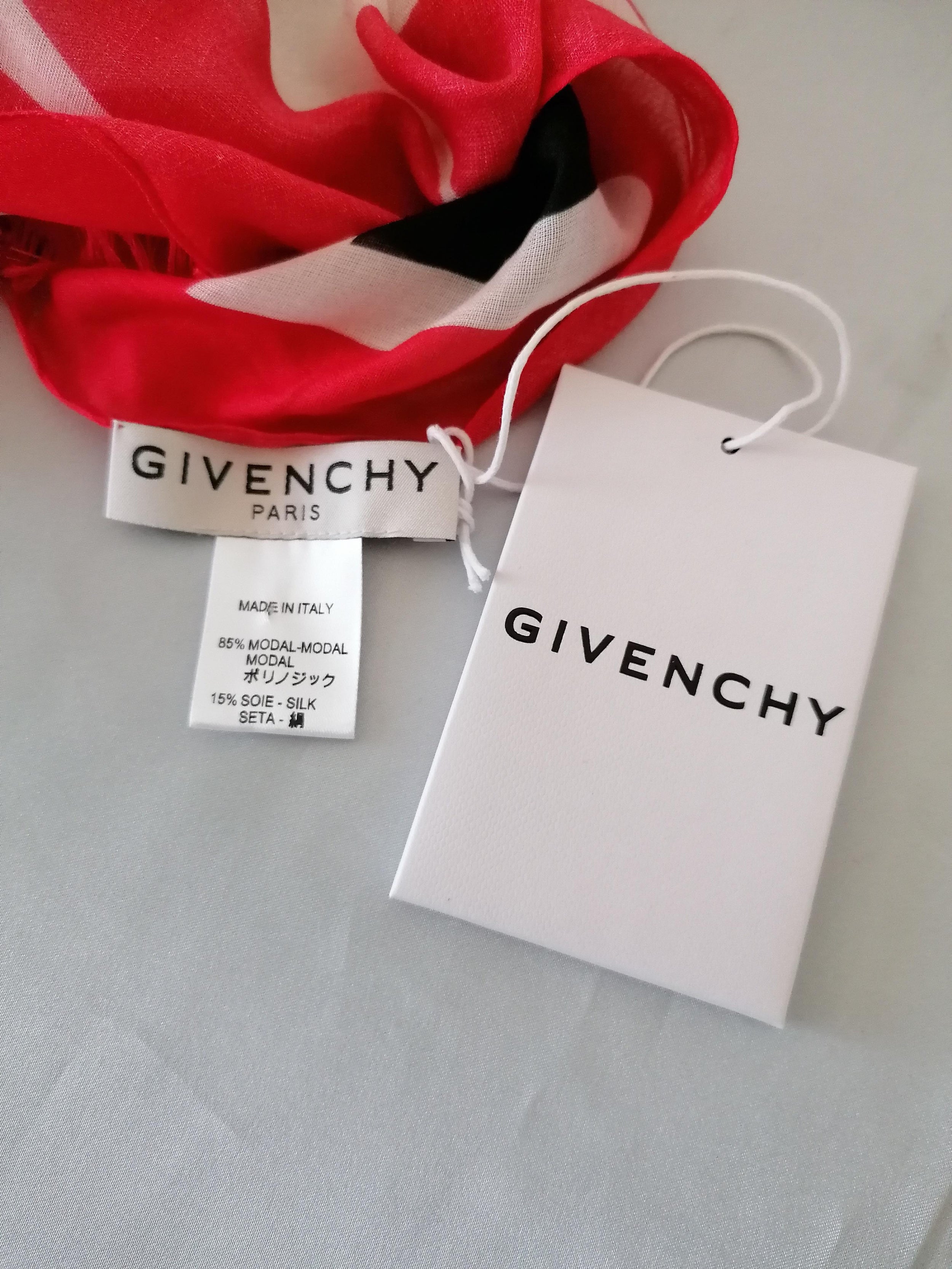 Black, white & red logo shawl