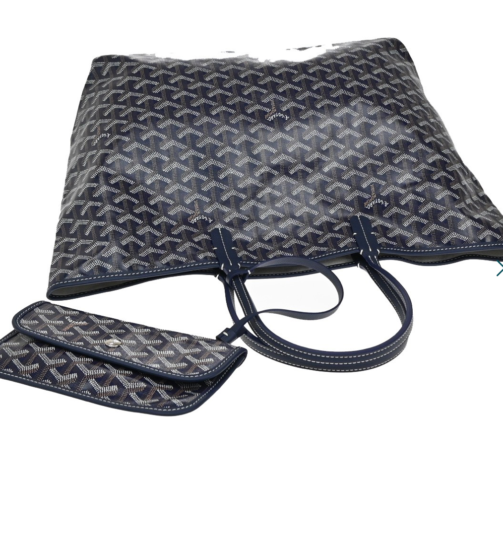 Goyard Navy Iconic Print Saint Louis Toe Bag and Pouch