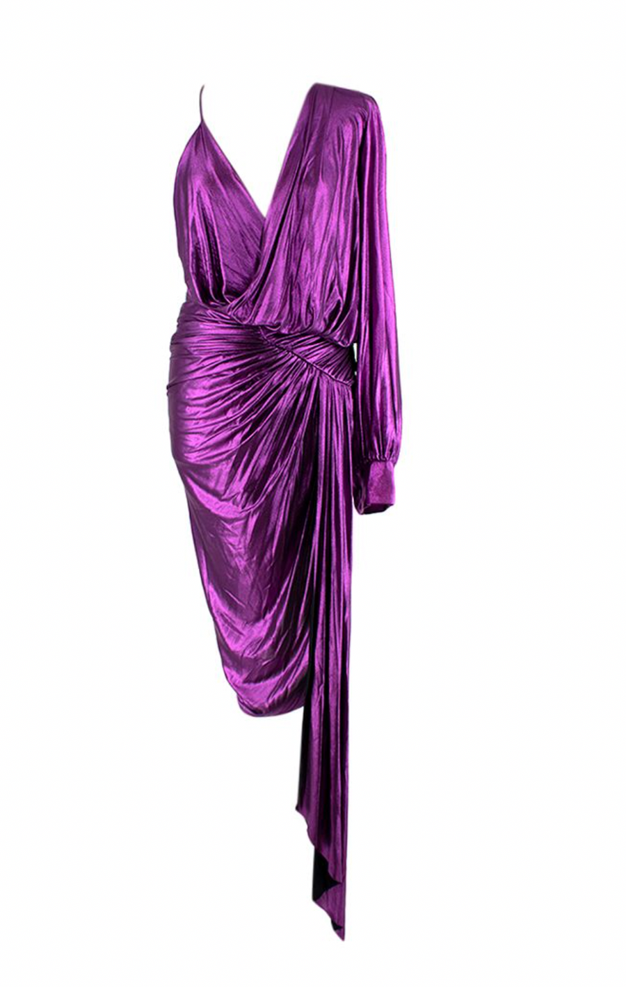 Alexandre Vauthier Metallic Fuchsia Draped Asymmetric Dress