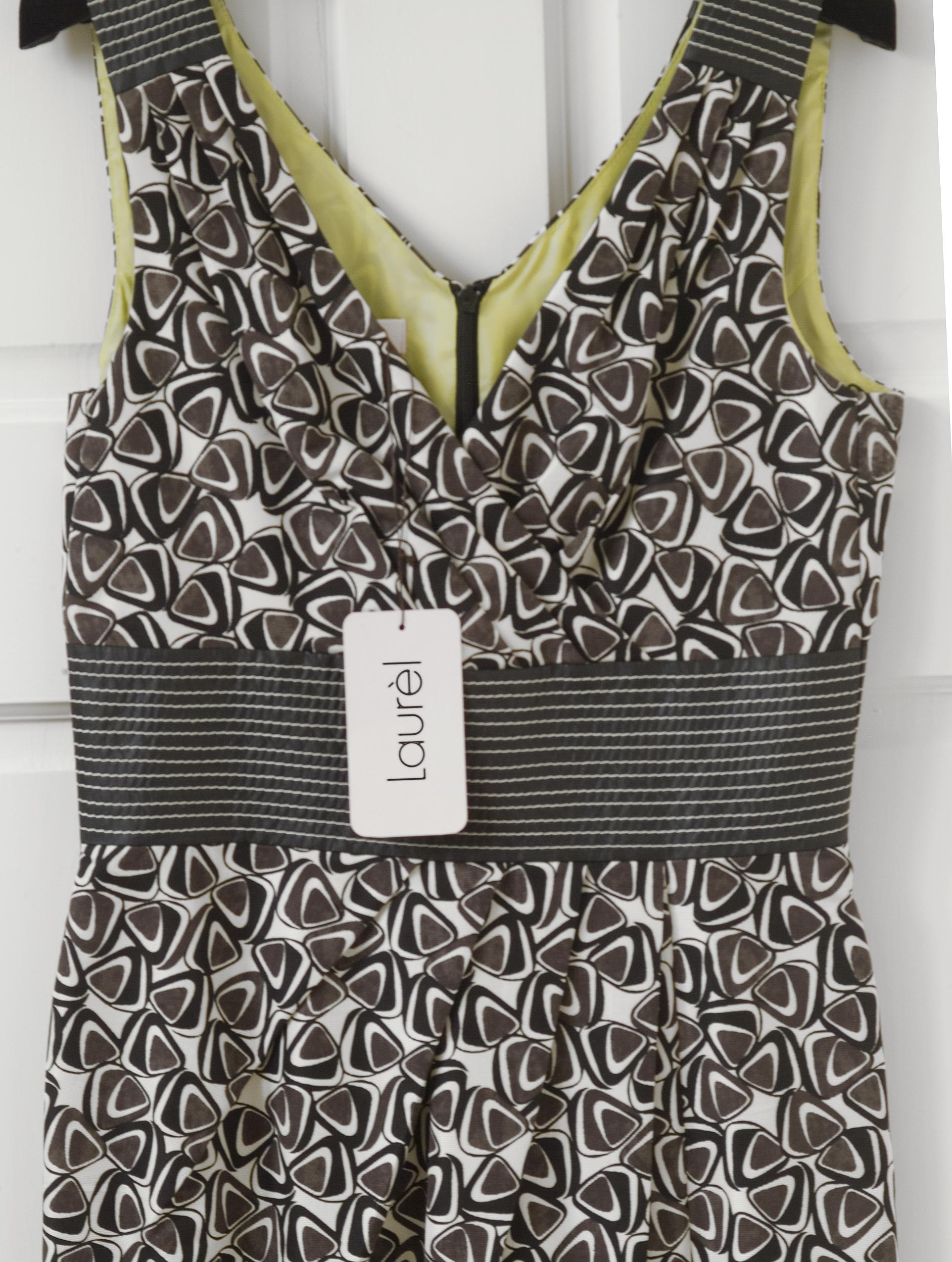 Laurel Cream, Brown & Black Graphic print pencil dress.