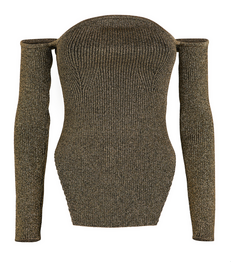 Khaite MARIA LS BARDOT SWEATER XS GOLD 917