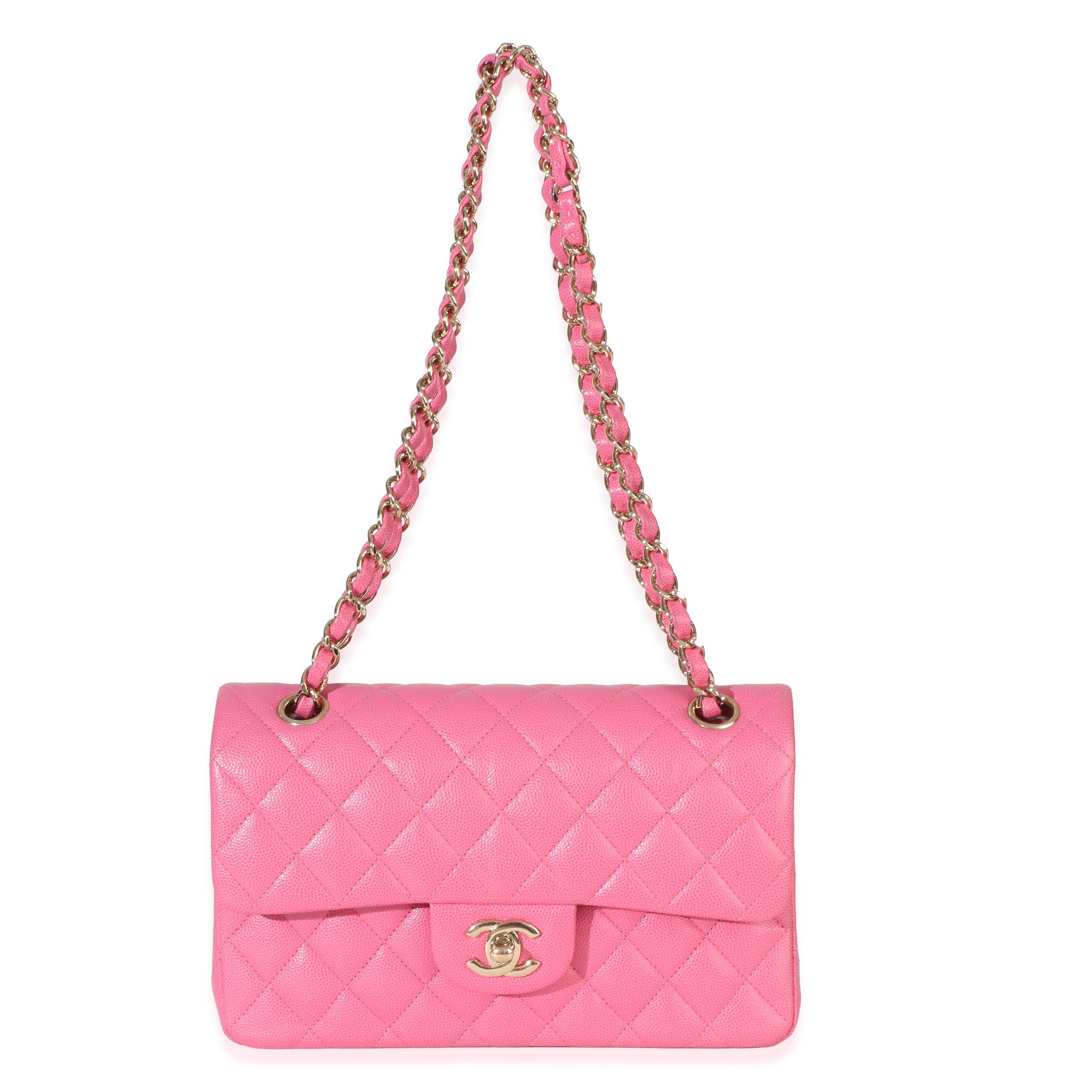 Chanel  Pink Quilted Caviar Small Classic Double Flap Handbag
