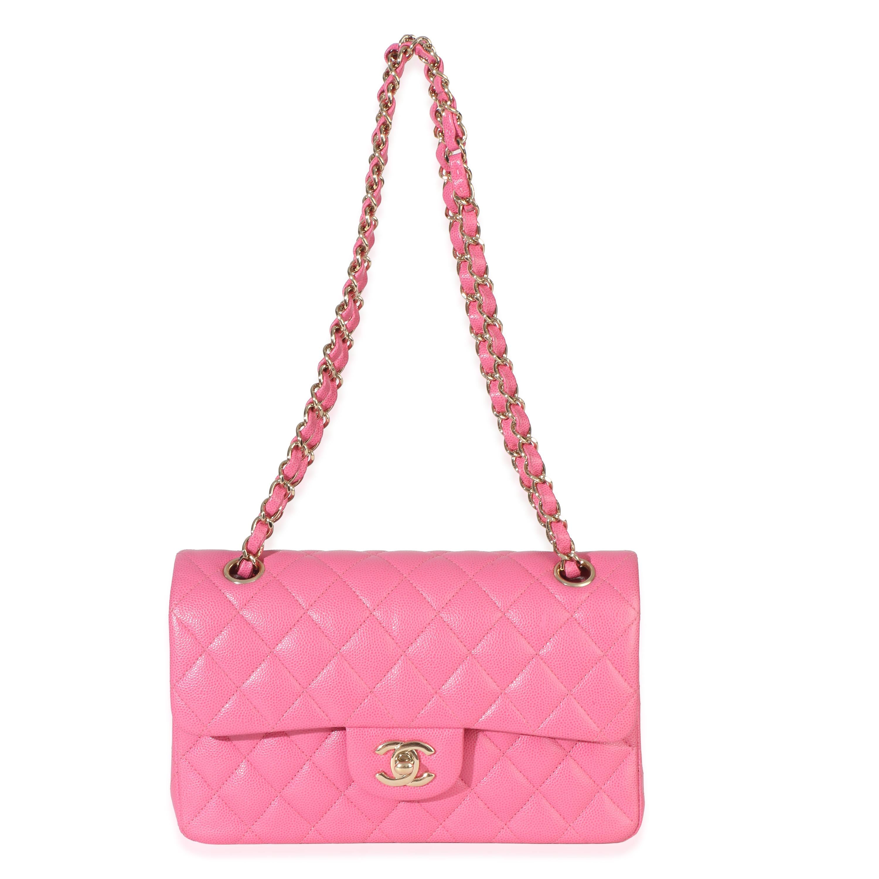 Chanel  Pink Quilted Caviar Small Classic Double Flap Handbag