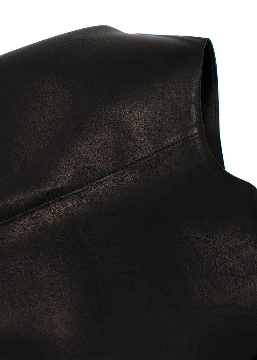 Alexander McQueen Black Leather Ruffled Sleeve Jacket