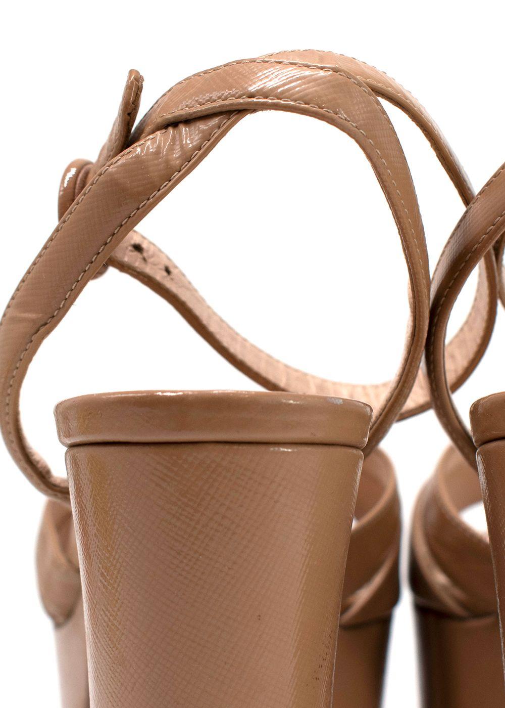 Prada Beige Textured Leather Platform Heels