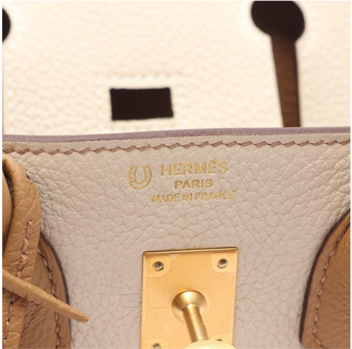 Hermès Togo Birkin 25 in Caramel Brown and Cream with Gold Hardware