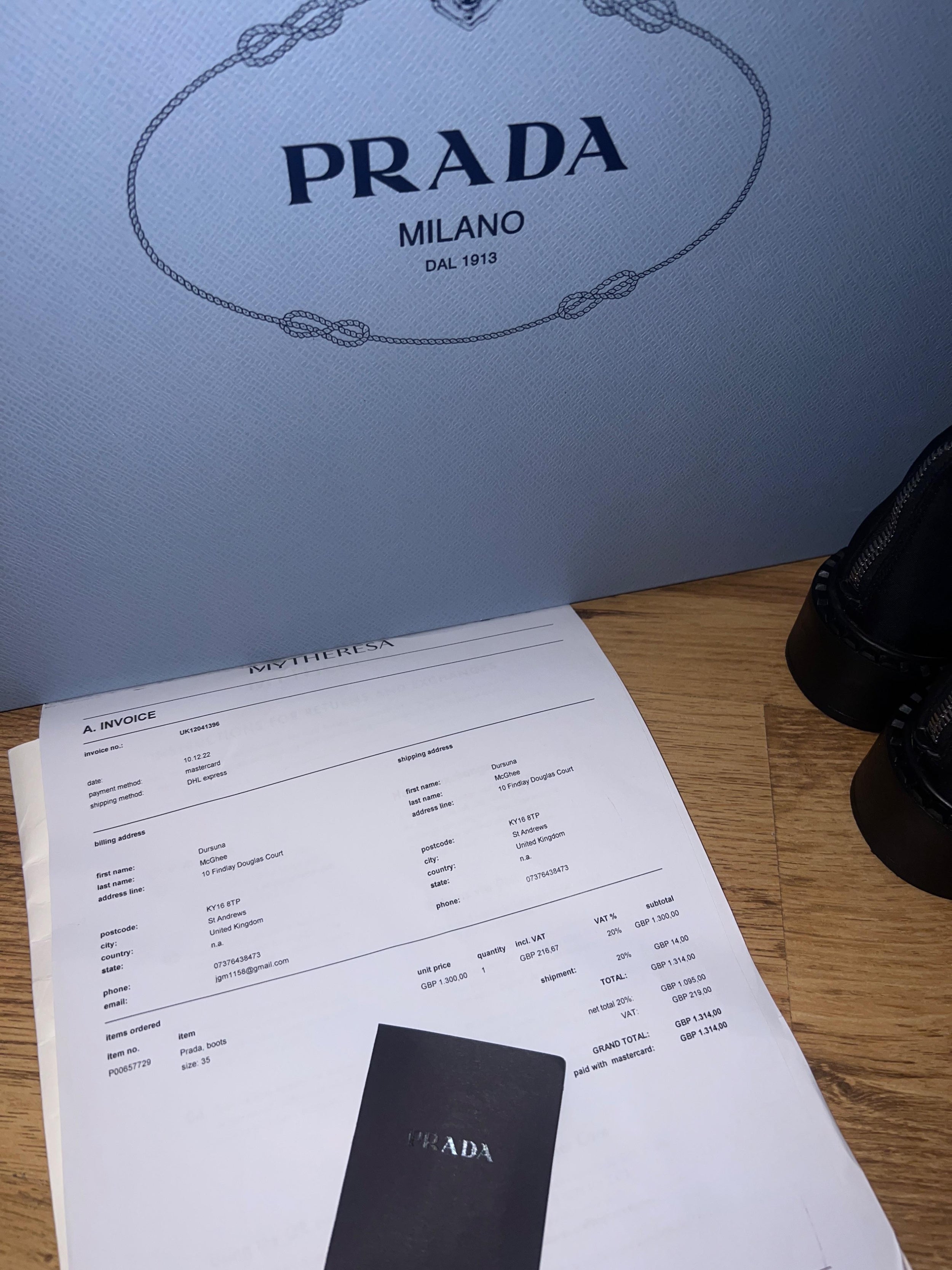 Prada Black Knee High Combat Boots