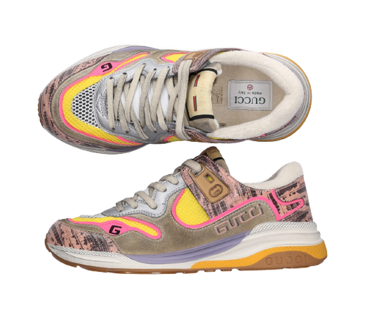 Ultrapace Snake-effect Leather, Mesh And Distressed Suede Trainers