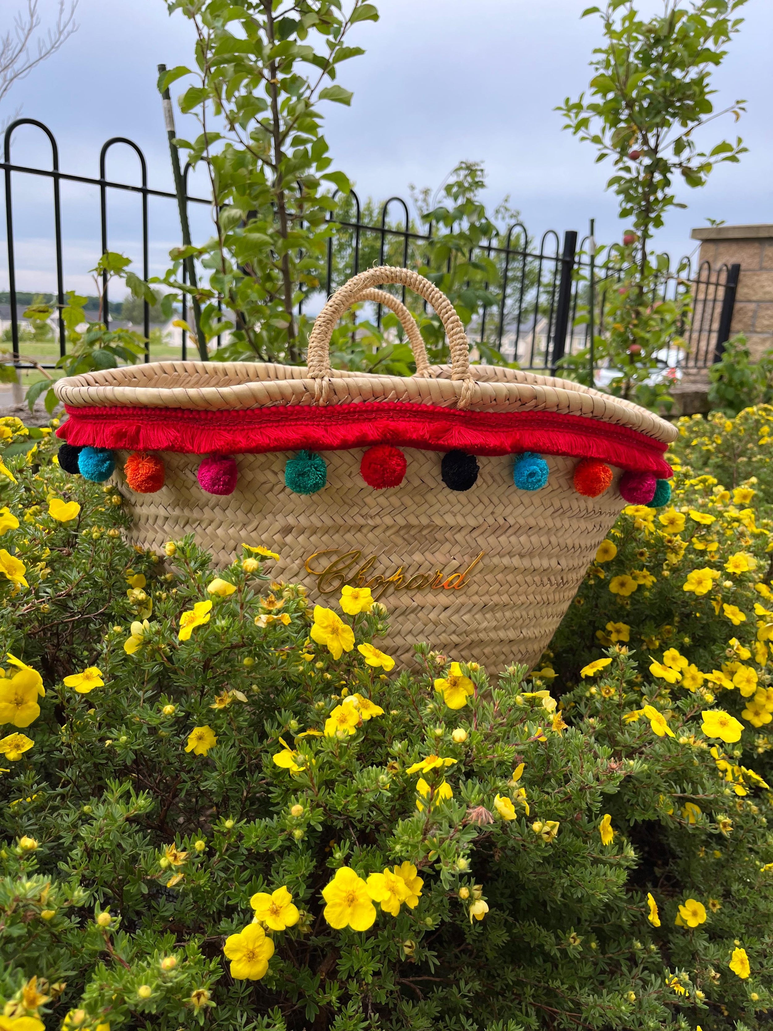 Pom Pom Basket Tote