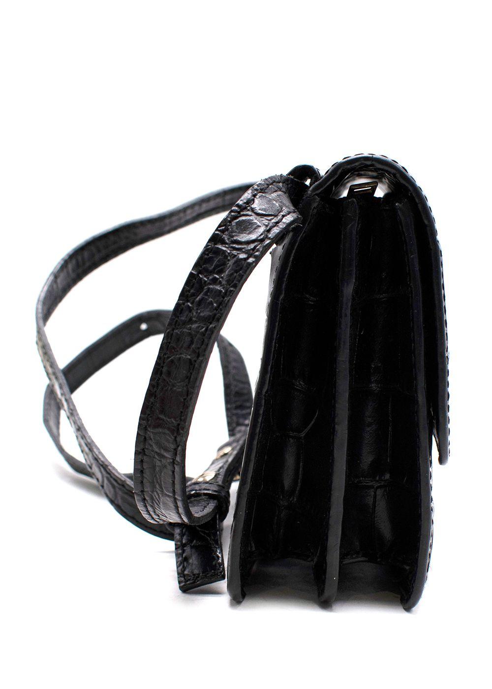 Chylak “Glossy Black Crocodile” Print Crossbody Bag
