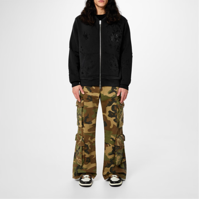 Amiri Black Distressed Shotgun Zip Hoodie SN24