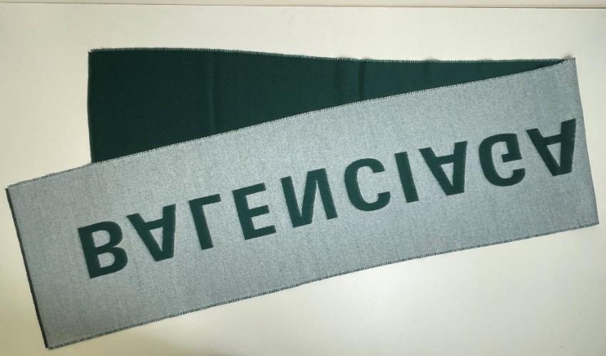 Balenciaga Green Bi-Colour Logo Intarsia Scarf