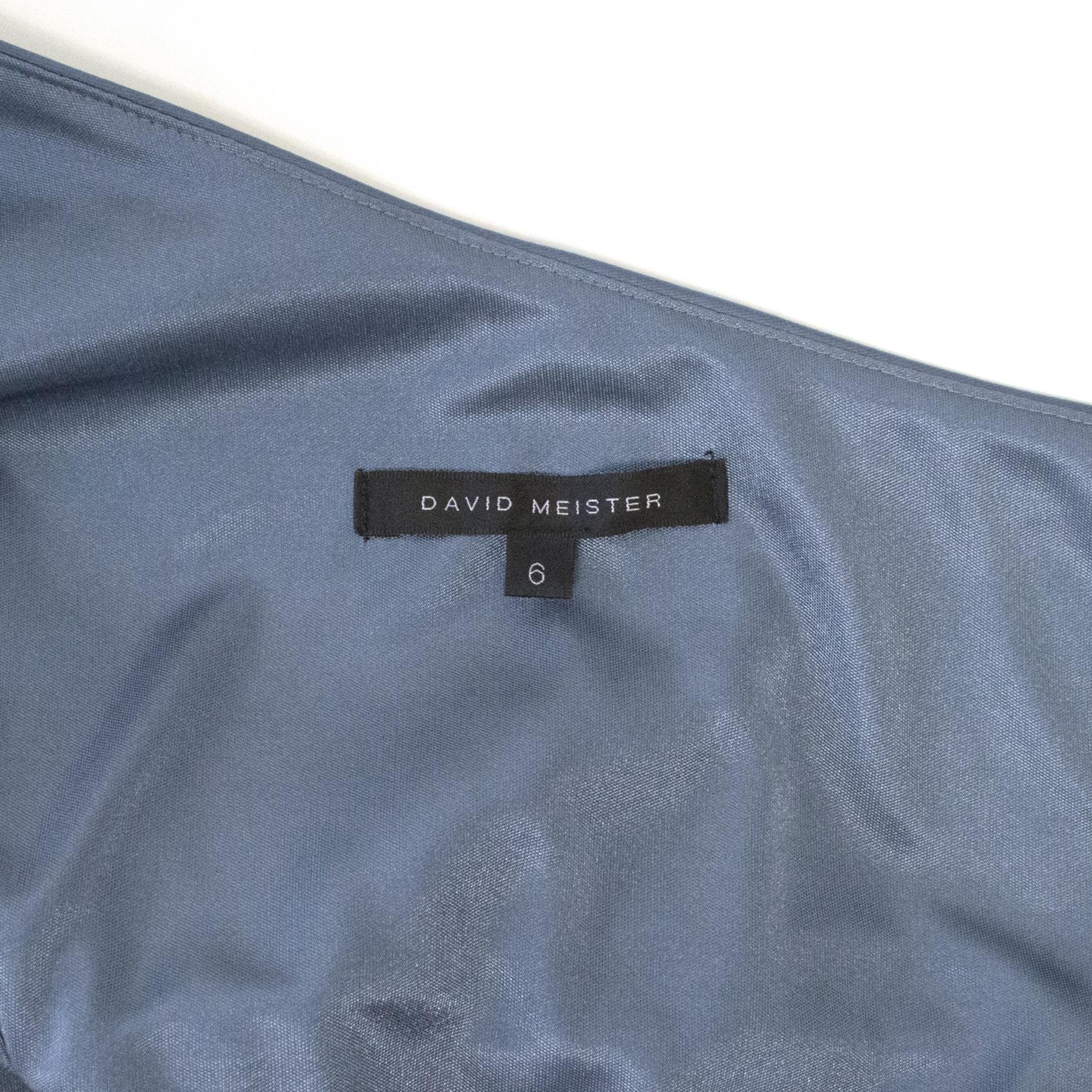 David Meister Blue One Shoulder Dress