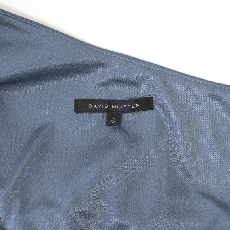 David Meister Blue One Shoulder Dress