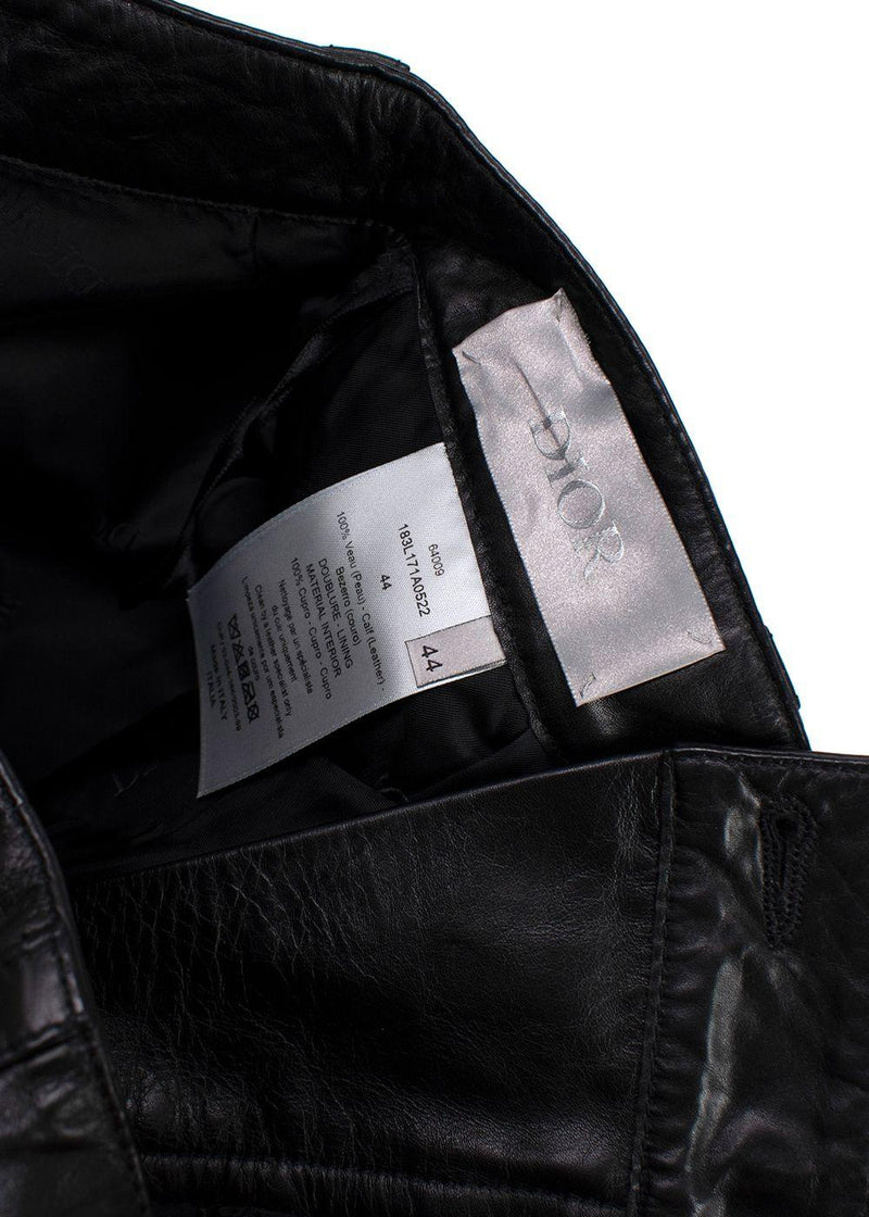 Dior Homme Black Leather Cargo Shorts